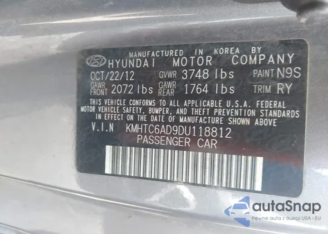 2013 Hyundai Veloster Base W/Black z USA, uszkodzony, nr VIN KMHTC6AD9DU118812